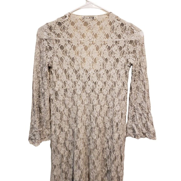CAbi Womens Long Lace Duster Cardigan X- Small Style Tie Front Lightweight Gray - Picture 5 of 8